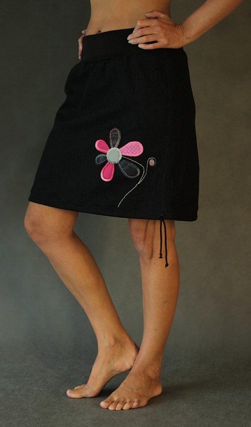 handgemachte Mode – LaJuPe - Damen Rock schwarz knielang