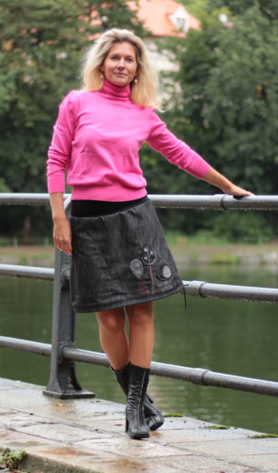 handgemachte Mode – LaJuPe - Jeansrock grau Damen