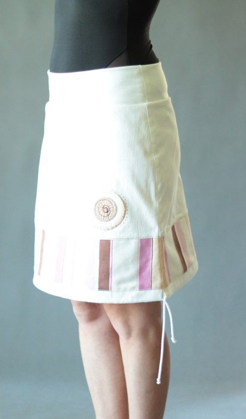 handgemachte Mode – LaJuPe - weißer Jeansrock knielang