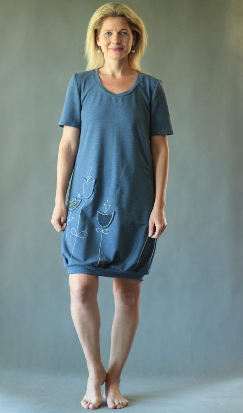 handgemachte Mode – LaJuPe - blau graues Kleid