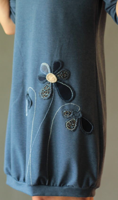 0178_handgemachte Mode – LaJuPe - grau blaues Kleid handgemachte Mode – LaJuPe - grau blaues Kleid