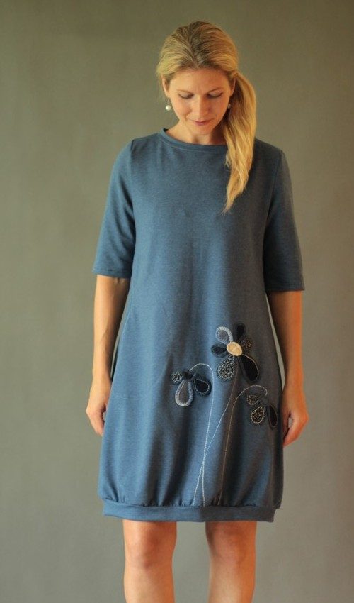 handgemachte Mode – LaJuPe - grau blaues Kleid