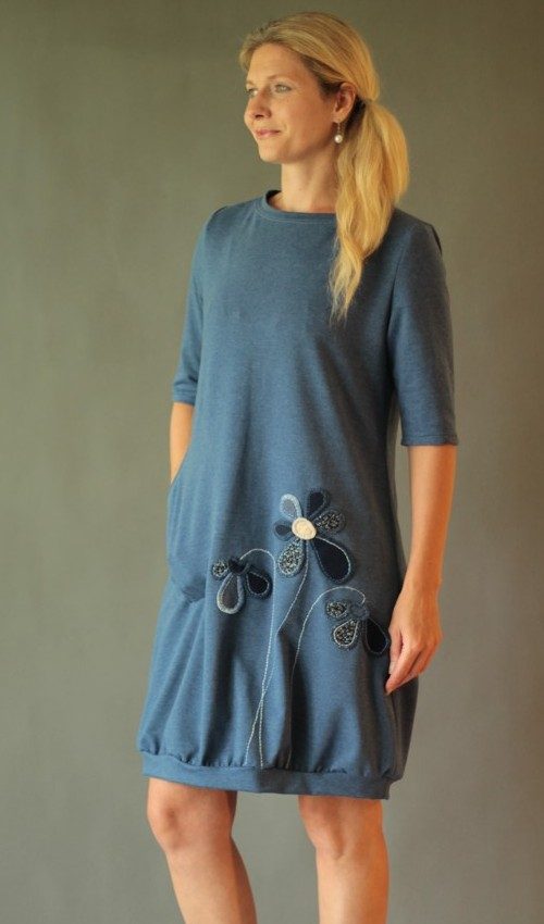 handgemachte Mode – LaJuPe - grau blaues Kleid