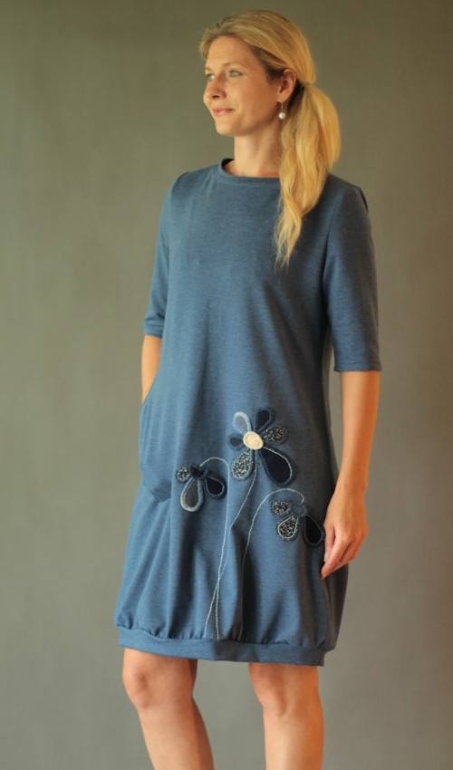 0178_handgemachte Mode – LaJuPe - grau blaues Kleid handgemachte Mode – LaJuPe - grau blaues Kleid