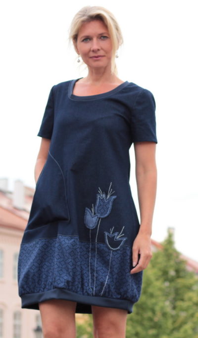 handgemachte Mode - LaJuPe dunkelblaues Kleid kurz