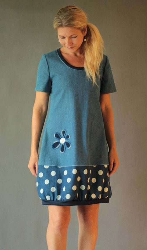 handgemachte Mode – LaJuPe Kleid Punkte blau