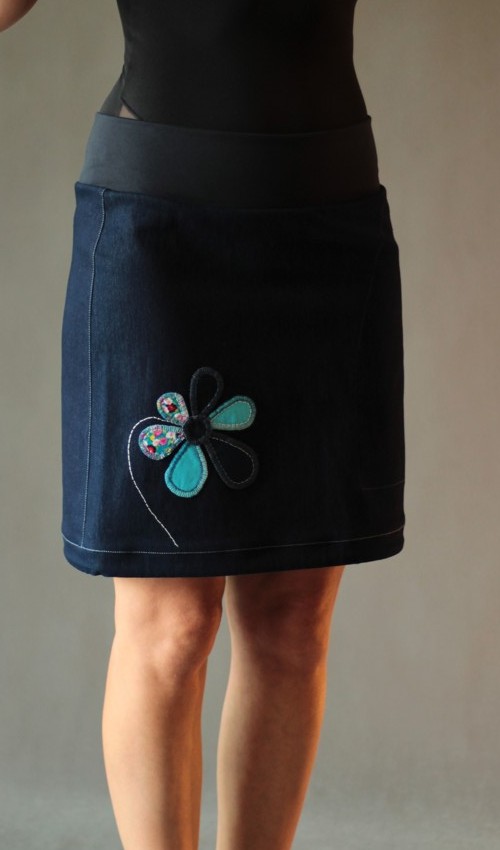 0193_handgemachte Mode – LaJuPe - Rock blau knielang handgemachte Mode – LaJuPe - Rock blau knielang