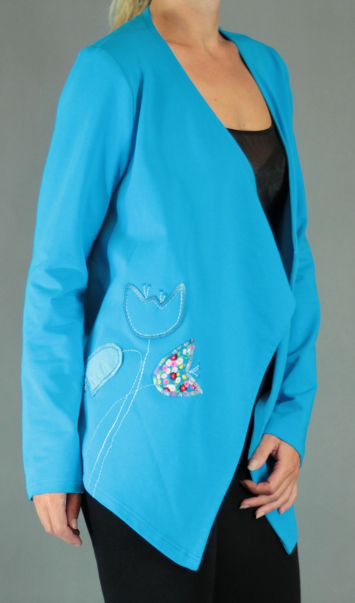 handgemachte Mode – LaJuPe - Strickjacke Damen blau