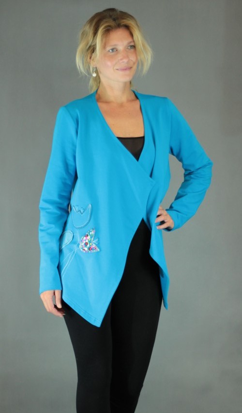 handgemachte Mode – LaJuPe - Strickjacke Damen blau