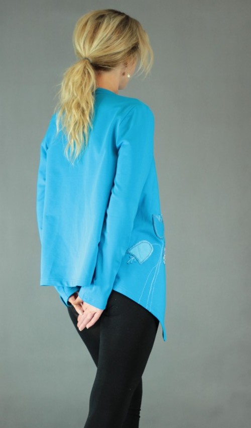 handgemachte Mode – LaJuPe - Strickjacke Damen blau