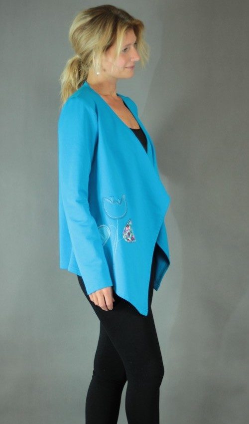 handgemachte Mode – LaJuPe - Strickjacke Damen blau