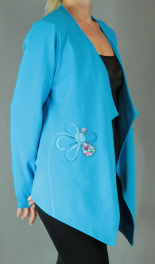 handgemachte Mode – LaJuPe - Strickjacke blau Damen