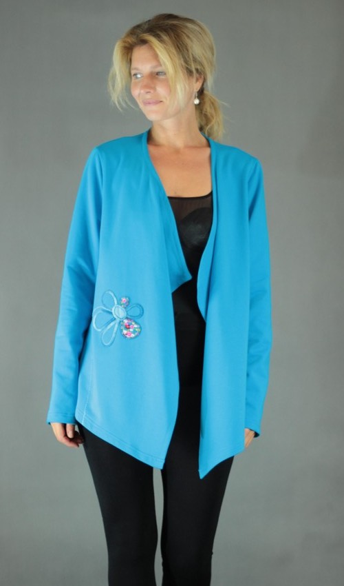 handgemachte Mode – LaJuPe - Strickjacke blau Damen