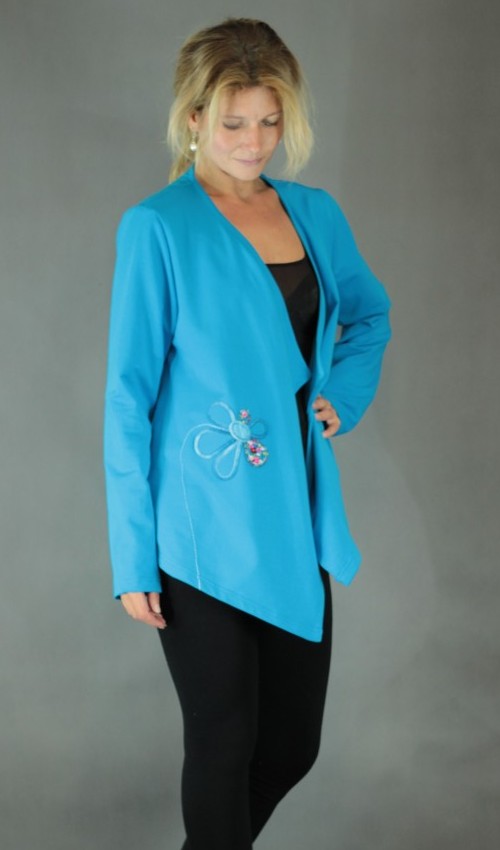 handgemachte Mode – LaJuPe - Strickjacke blau Damen