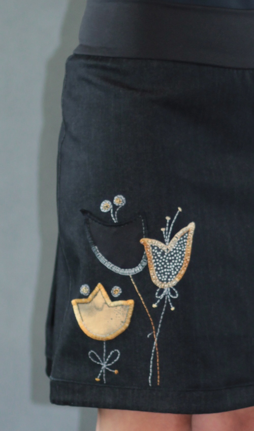 Jeansrock midi A Linie handgemachtemode.eu