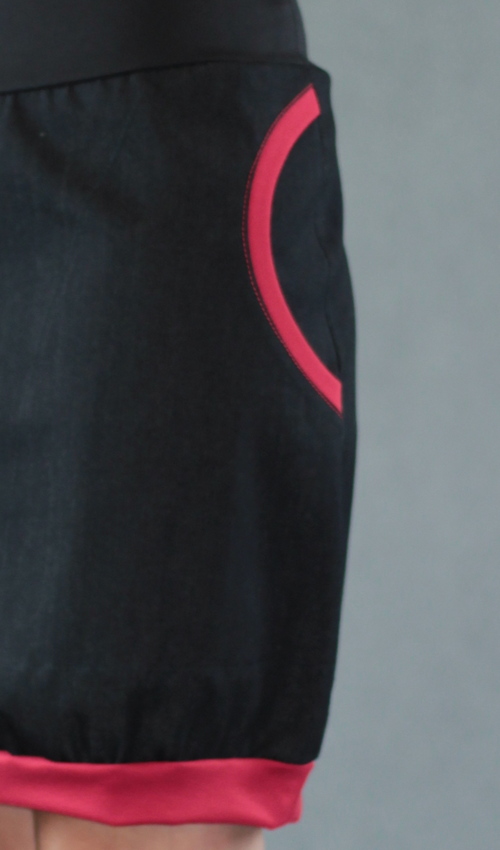 Jeansrock Schwarz knielang handgemachtemode.eu